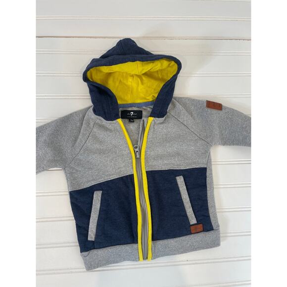 London Fog & 7 for all Mankind Boys Gray Puffer Jacket and hoodie Bundle S 18 mo - Picture 2 of 7